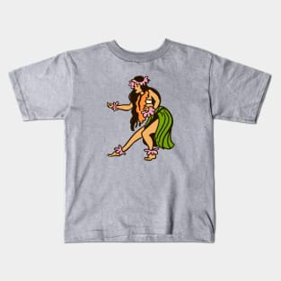 Vintage Hawaiian Hula Dancer Cartoon // Retro Hula Girl B Kids T-Shirt